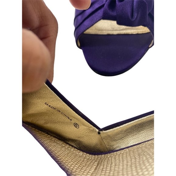 NINA D'Orsay Purple Satin Peep Toe Heels Size 8.5 - Picture 9 of 13